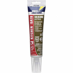 White Lightning - 5.3 oz Tube Clear Silicone Sealant - -80 to 450°F Operating Temp, 30 min Tack Free Dry Time, 24 hr Full Cure Time - Americas Industrial Supply