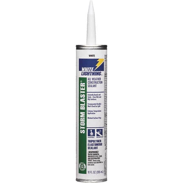 White Lightning - 10 oz Tube White Tetrachloroethylene Caulk - -40 to 180°F Operating Temp, 120 min Tack Free Dry Time, 96 hr Full Cure Time - Americas Industrial Supply