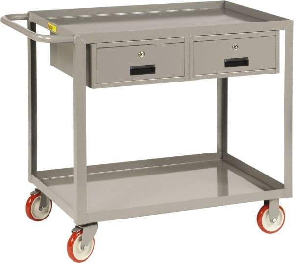 Little Giant - 1,200 Lb Capacity, 24" Wide x 54" Long x 35" High Shelf Cart - 2 Shelf, Steel, 2 Rigid/2 Swivel Casters - Americas Industrial Supply