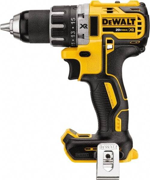 DeWALT - 20 Volt 1/2" Chuck Mid-Handle Cordless Drill - 0-500 & 0-2000 RPM, Keyless Chuck, Reversible, Lithium-Ion Batteries Not Included - Americas Industrial Supply