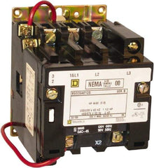 Square D - 3 Pole, 220 Coil VAC at 50 Hz, 240 Coil VAC at 60 Hz, 9 Amp NEMA Contactor - Open Enclosure, 50 Hz at 220 VAC and 60 Hz at 240 VAC - Americas Industrial Supply