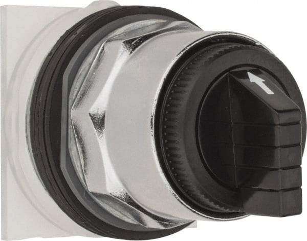 Schneider Electric - 1.18 Inch Mount Hole, 3 Position, Knob and Pushbutton Operated, Selector Switch Only - Black, Momentary (MO), without Contact Blocks, Weatherproof and Dust and Oil Resistant - Americas Industrial Supply