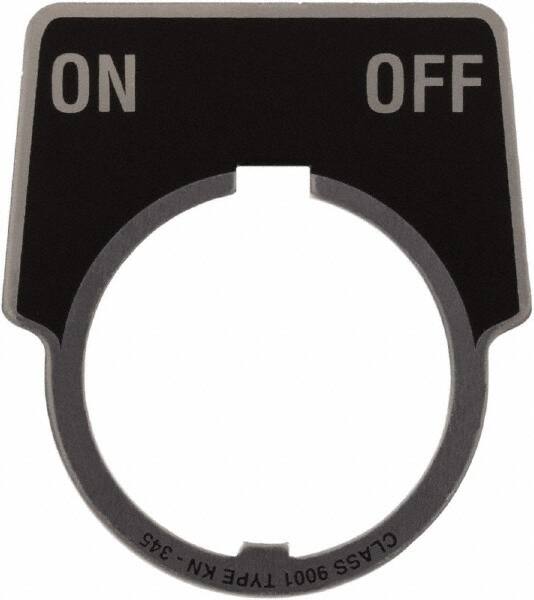 Schneider Electric - Aluminum Legend Plate - On-Off - Black Background, 30mm Hole Diameter, 1-3/4 Inch Wide - Americas Industrial Supply