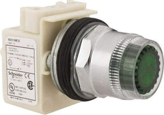 Schneider Electric - 1.18 Inch Mount Hole, Extended Straight, Pushbutton Switch Only - Round, Green Pushbutton, Illuminated, Momentary (MO), Weatherproof, Dust and Oil Resistant - Americas Industrial Supply