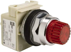Schneider Electric - 1.18 Inch Mount Hole, Extended Straight, Pushbutton Switch Only - Round, Red Pushbutton, Illuminated, Momentary (MO), Weatherproof, Dust and Oil Resistant - Americas Industrial Supply