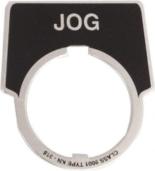 Schneider Electric - Aluminum Legend Plate - Jog - Black Background, 30mm Hole Diameter, 1-3/4 Inch Wide - Americas Industrial Supply