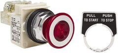 Schneider Electric - 30mm Mount Hole, Extended Straight, Pushbutton Switch with Contact Block - Red Pushbutton, Maintained (MA) - Americas Industrial Supply