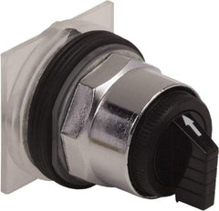Schneider Electric - 1.18 Inch Mount Hole, 3 Position, Knob and Pushbutton Operated, Selector Switch Only - Black, Momentary (MO), without Contact Blocks, Weatherproof and Dust and Oil Resistant - Americas Industrial Supply