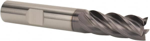 SGS - 5/8" Diam, Variable Pitch, 1-1/4" LOC, 5 Flute Solid Carbide Roughing Square End Mill - AlTiN Finish, 3-1/2" OAL, 5/8" Shank Diam, Single End, 37° Helix - Americas Industrial Supply
