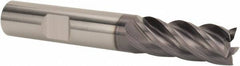SGS - 1" Diam, Variable Pitch, 1-1/2" LOC, 5 Flute Solid Carbide Roughing Square End Mill - AlTiN Finish, 4" OAL, 1" Shank Diam, Single End, 37° Helix - Americas Industrial Supply