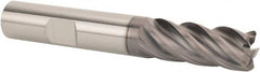 SGS - 1/2" Diam, Variable Pitch, 1-1/4" LOC, 5 Flute Solid Carbide 0.03" Corner Radius Roughing End Mill - AlTiN Finish, 3-1/4" OAL, 1/2" Shank Diam, Single End, 37° Helix - Americas Industrial Supply