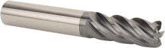 SGS - 1/2" Diam, Variable Pitch, 1-1/4" LOC, 5 Flute Solid Carbide 0.06" Corner Radius Roughing End Mill - AlTiN Finish, 3-1/4" OAL, 1/2" Shank Diam, Single End, 37° Helix - Americas Industrial Supply