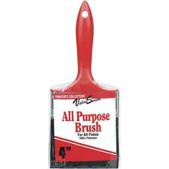 Rubberset - 4" Flat Synthetic Trim Brush - Plastic Thin Kaiser Handle - Americas Industrial Supply