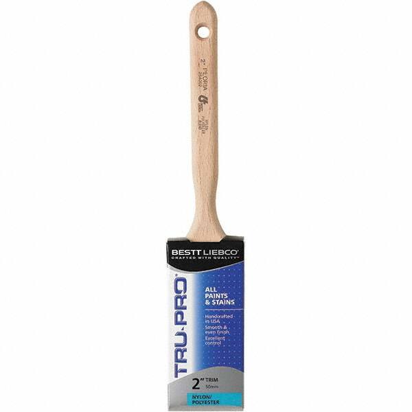 Bestt-Liebco - 2" Flat Nylon/Polyester Sash Brush - Wood Long Sash Handle - Americas Industrial Supply