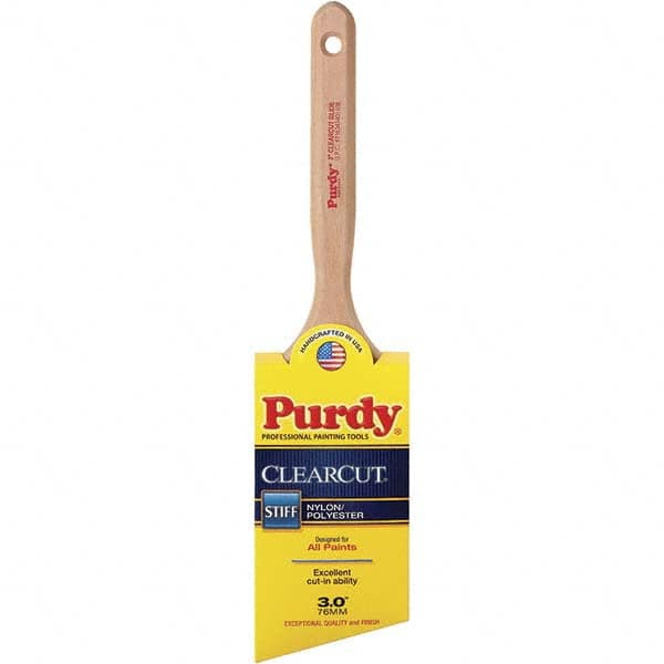 Purdy - 3" Angled Nylon/Polyester Trim Brush - Wood Fluted Handle - Americas Industrial Supply