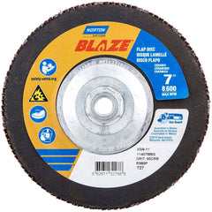 Norton - 7" 60 Grit 5/8-11 Center Hole Type 27 Ceramic Alumina Flap Disc - Americas Industrial Supply
