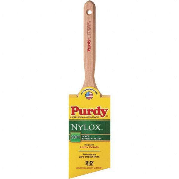 Purdy - 3" Angled Synthetic Trim Brush - 3-3/16" Bristle Length, 3-3/16" Wood Fluted Handle - Americas Industrial Supply