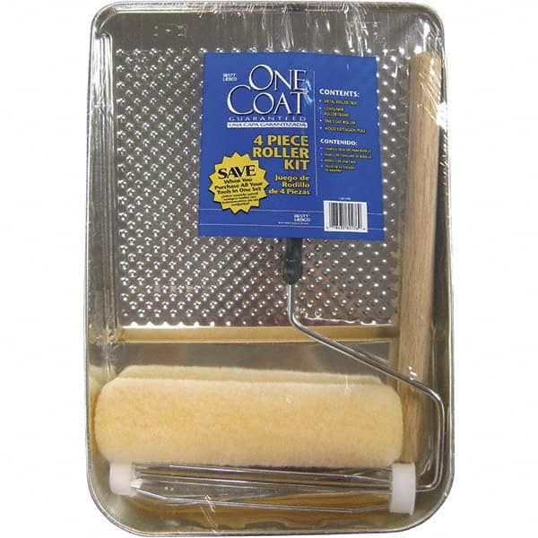 Bestt-Liebco - 12" Long, 3/8" Nap, Mini Roller Kit - 9" Wide, Metal Frame, Includes Paint Tray, Roller Cover & Frame - Americas Industrial Supply