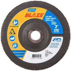 Norton - 7" 40 Grit 7/8" Center Hole Type 27 Ceramic Alumina Flap Disc - Americas Industrial Supply
