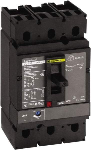 Square D - 200 Amp, 250 VDC, 600 VAC, 2 Pole, Panel Mount Molded Case Circuit Breaker - Thermal Magnetic Trip, Multiple Breaking Capacity Ratings, 3/0 AWG - Americas Industrial Supply