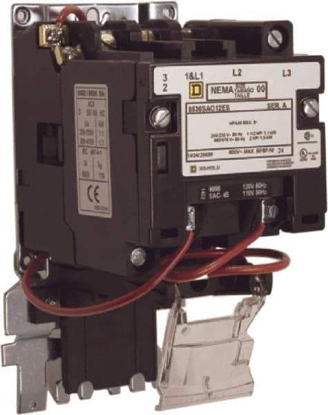 Square D - 110 Coil VAC at 50 Hz, 120 Coil VAC at 60 Hz, 9 Amp, Nonreversible Open Enclosure NEMA Motor Starter - 2 hp at 1 Phase - Americas Industrial Supply