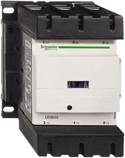 Schneider Electric - 3 Pole, 115 Coil VAC at 50/60 Hz, 115 Amp at 440 VAC, Nonreversible IEC Contactor - Bureau Veritas, CCC, CSA, CSA C22.2 No. 14, DNV, EN/IEC 60947-4-1, EN/IEC 60947-5-1, GL, GOST, LROS, RINA, RoHS Compliant, UL 508, UL Listed - Americas Industrial Supply