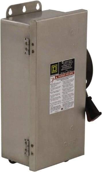 Square D - 30 Amp, 600 VAC/VDC, 4 Pole Fused Safety Switch - NEMA 12, 3, 3R, 4 & 4X, 20 hp at 600 VAC, 10 hp at 600 VDC (Triple Phase), 4PST Contact Form - Americas Industrial Supply