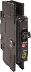 Square D - 20 Amp, 120/240 VAC, 1 Pole, DIN Rail Mounted, Flush Mount, Surface Mount Miniature Circuit Breaker - Thermal Magnetic Trip, 10 kA at 120/240 VAC Breaking Capacity, 14-2 (Aluminum), 14-2 (Copper) AWG, 74mm Deep x 103mm High x 19mm Wide - Americas Industrial Supply