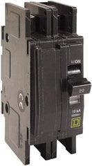 Square D - 20 Amp, 120/240 VAC, 2 Pole, DIN Rail Mounted, Flush Mount, Surface Mount Miniature Circuit Breaker - Thermal Magnetic Trip, 10 kA at 120/240 VAC Breaking Capacity, 14-2 (Aluminum), 14-2 (Copper) AWG, 74mm Deep x 103mm High x 19mm Wide - Americas Industrial Supply