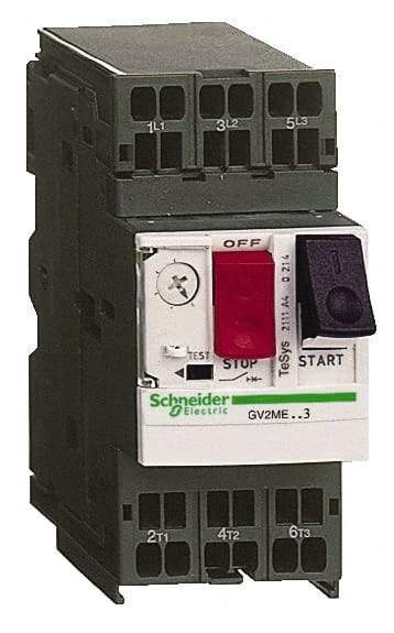 Schneider Electric - 1.60 Amp, 690 VAC at 50/60 Hz, 3 Pole, Bolt On, Clip Motor Circuit Breaker - Thermal Magnetic Trip, Multiple Breaking Capacity Ratings, 78mm Deep x 101mm High x 45mm Wide - Americas Industrial Supply