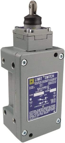 Square D - DPDT, 2NC/2NO, 600 Volt Screw Terminal, Roller Plunger Actuator, General Purpose Limit Switch - 1, 2, 4, 6, 12, 13, 6P NEMA Rating, IP67 IPR Rating - Americas Industrial Supply