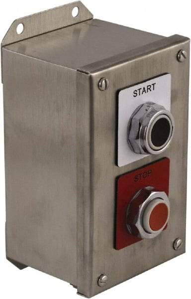 Schneider Electric - 2 Operator, Projecting Pushbutton Control Station - Start, Stop (Legend), Momentary Switch, 1NO/2NC Contact, NEMA 13, 3, 4 - Americas Industrial Supply