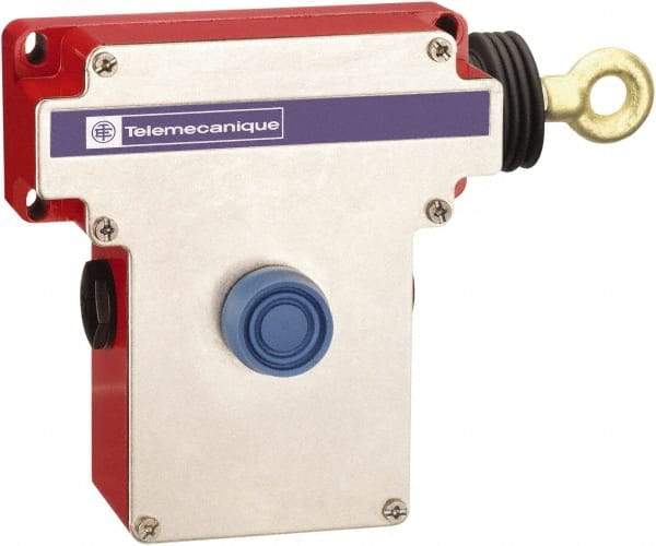 Telemecanique Sensors - 10 Amp, 2NC Configuration, Right Hand Operation, Rope Operated Limit Switch - Pushbutton Reset, Rope Pull, No Pilot Light, 300 VAC - Americas Industrial Supply