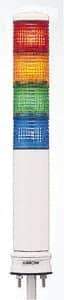 Schneider Electric - Blue, Green, Orange & Red LED Flashing & Steady Stackable Tower Light with Buzzer - 70 to 85 dB, Base Mount, IP54, 24V, 14 to 122°F - Americas Industrial Supply