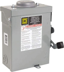 Square D - 30 Amp, 240 VAC, 2 Pole Nonfused Safety Switch - NEMA 3R, 1 & 3 Phase, 10 hp at 240 VAC (Single Phase), 15 hp at 240 VAC (Triple Phase) - Americas Industrial Supply