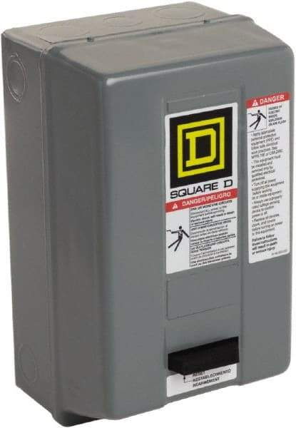 Square D - 110 Coil VAC at 50 Hz, 120 Coil VAC at 60 Hz, 9 Amp, Nonreversible Enclosed Enclosure NEMA Motor Starter - 1/3 hp at 1 Phase, 1 Enclosure Rating - Americas Industrial Supply