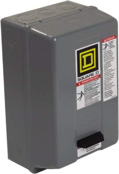 Square D - 600 Coil VAC, 27 Amp, NEMA Size 1, Enclosed Enclosure NEMA Motor Starter - 1 Phase hp: 7 1/2 at 200 Volt, 7 1/2 at 230 Volt, 3 Phase hp: 10 at 460 Volt, 10 at 575 Volt, 1 Enclosure Rating - Americas Industrial Supply