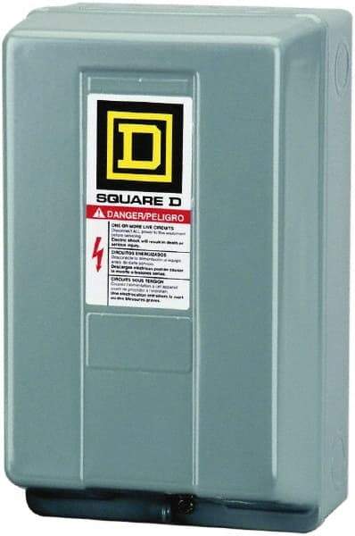 Square D - 1 NEMA Rated, 2 Pole, Mechanically Held Lighting Contactor - 30 A (Tungsten), 110 VAC at 50 Hz, 120 VAC at 60 Hz - Americas Industrial Supply