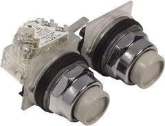 Schneider Electric - 30mm Mount Hole, Extended Straight, Pushbutton Switch with Contact Block - Multicolored Pushbutton, Maintained (MA) - Americas Industrial Supply