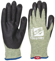 HexArmor - Size M (8), ANSI Cut Lvl A6, Puncture Lvl 3, Nitrile Coated Kevlar Cut Resistant Gloves - 11" Long, Palm Coated, Black, Paired - Americas Industrial Supply