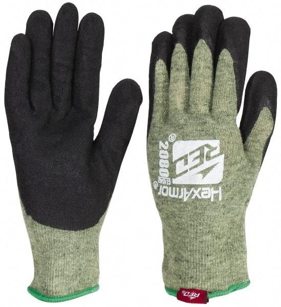 HexArmor - Size L (9), ANSI Cut Lvl A6, Puncture Lvl 3, Nitrile Coated Kevlar Cut Resistant Gloves - 11" Long, Palm Coated, Black, Paired - Americas Industrial Supply