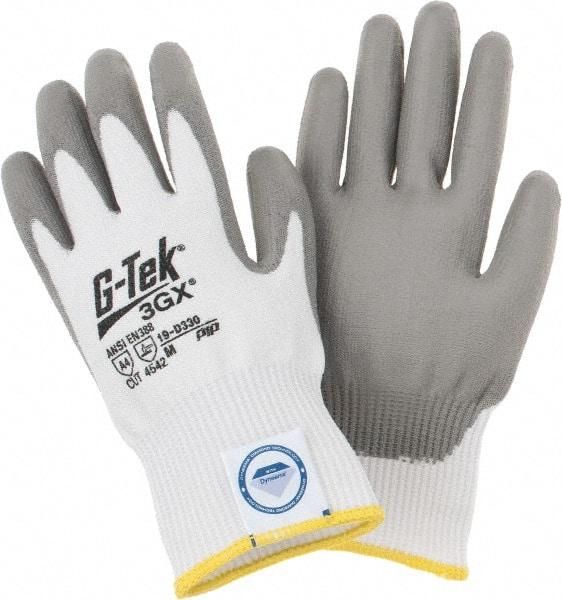 PIP - Size M, ANSI Cut Lvl A4, Cut Resistant Gloves - Palm & Fingers Coated, White/Gray - Americas Industrial Supply