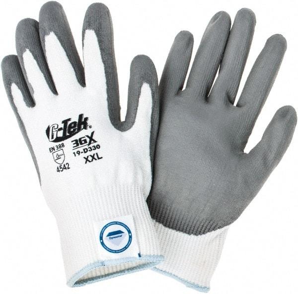 PIP - Size 2XL, ANSI Cut Lvl A4, Cut Resistant Gloves - Palm & Fingers Coated, White/Gray - Americas Industrial Supply