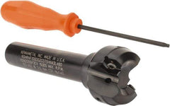 Kennametal - 1.518" Cut Diam, 0.064" Max Depth, 3/4" Shank Diam, Cylindrical Shank Indexable High-Feed End Mill - Screw Holding Method, HNGJ0604ANENLD Insert, KSHR Toolholder, Through Coolant - Americas Industrial Supply