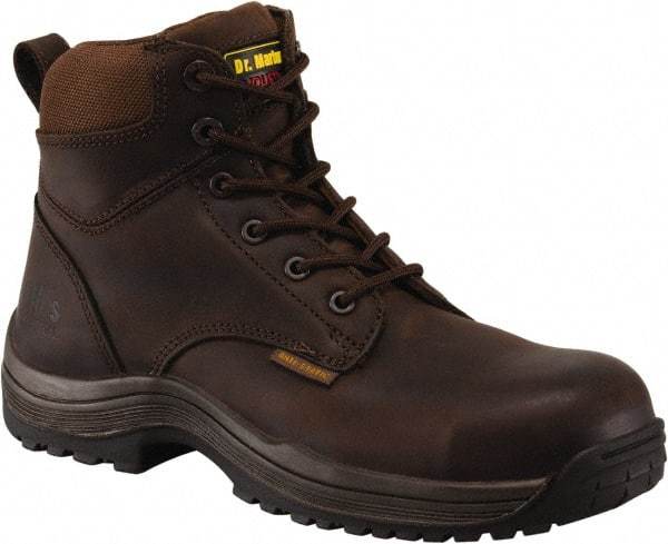 Dr. Martens - Men's Size 7 Medium Width Composite Work Boot - Brown, Leather Upper, Rubber Outsole, 7" High, Dielectric, Hot Weather, Non-Slip - Americas Industrial Supply