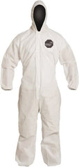 Disposable Coveralls: Size X-Large, Film Laminate, Zipper Closure White, Sewn Seam, Elastic Cuff, Elastic Ankle, ISO Non-Cleanroom Class