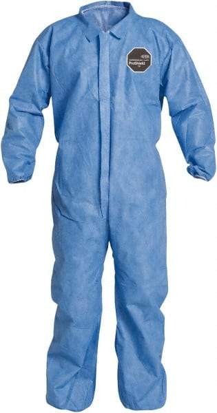 Dupont - Size 3XL Film Laminate General Purpose Coveralls - Blue, Zipper Closure, Elastic Cuffs, Elastic Ankles, Sewn Seams - Americas Industrial Supply