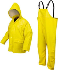 MCR Safety - Size XL, Yellow, Rain, Disposable Encapsulated Suit - 57" Chest, 2 Pockets, Detachable Hood - Americas Industrial Supply