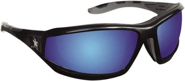 MCR Safety - Blue Mirror Lenses, Framed Safety Glasses - Scratch Resistant, Polycarbonate Frame, Size Universal, Wrap Around - Americas Industrial Supply