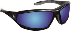 MCR Safety - Blue Mirror Lenses, Framed Safety Glasses - Scratch Resistant, Polycarbonate Frame, Size Universal, Wrap Around - Americas Industrial Supply